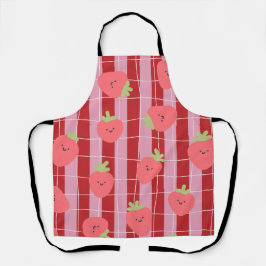 Delantal Rayas rosadas y rojas, con fresas