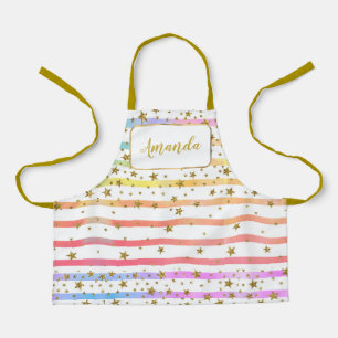 Delantal Rayas y estrellas femeninas personalizadas