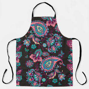 Delantal Rayo Paisley: negro decorativo sin foco