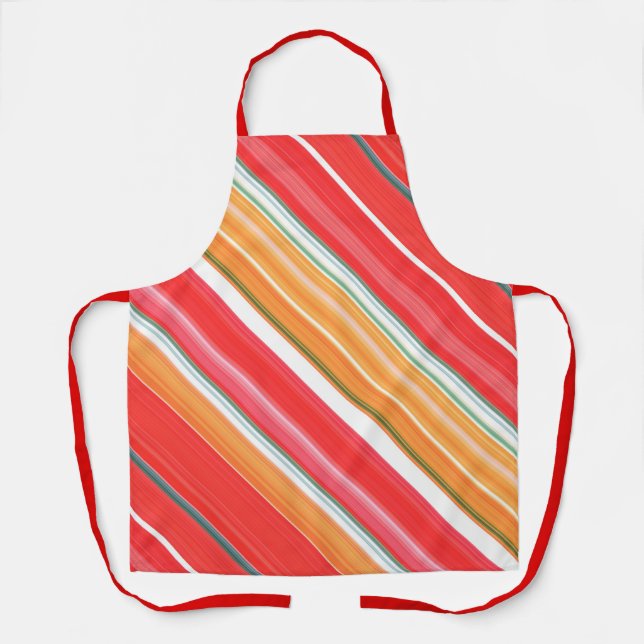 Delantal Rayo rojo y amarillo fresco y brillante (Anverso)