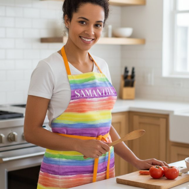 Delantal Rayos de color de arcoiris Bandas Monograma nombre (Subido por el creador)
