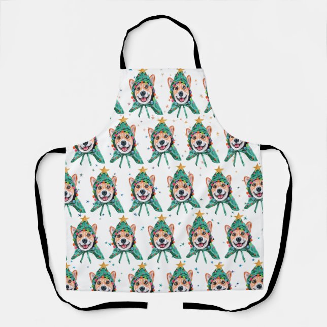 Delantal Raza de perro Corgi Navidad (Anverso)