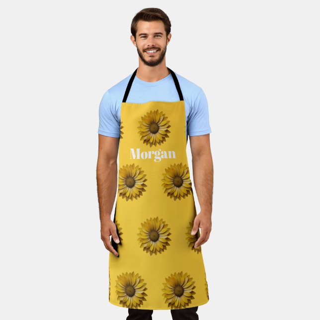 Delantal Realistic Minimal Sunflower Pattern Custom Apron (Gastado)