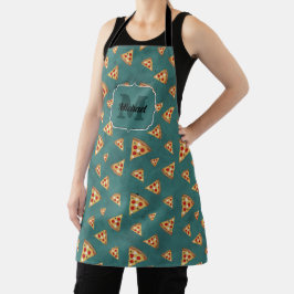 Delantal Rebanadas de pizza geniales patrón vintage azul te
