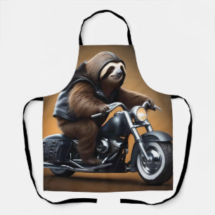 Delantal Rebel Sloth: Motocicleta con cuero