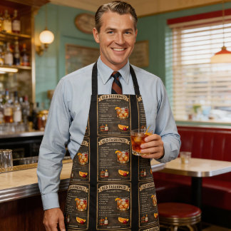 Delantal Receta de Cóctel Old Fashioned Bar Vintage
