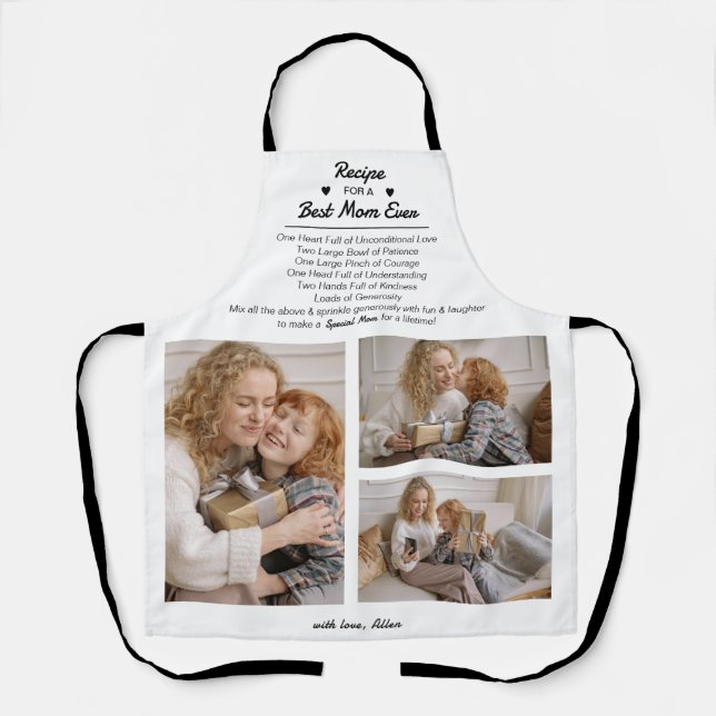 Delantal Receta para la mejor mamá del año 3 Collage de fot (Anverso)