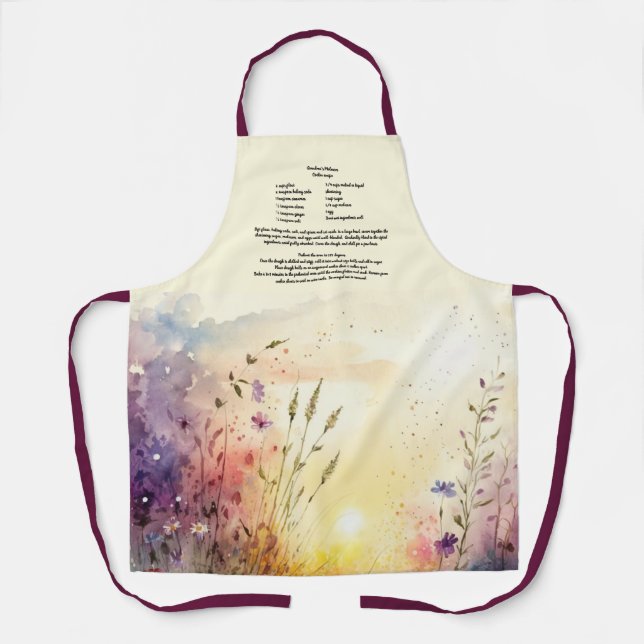 Delantal Receta personalizada Keepsake Wildflower Watecolor (Anverso)