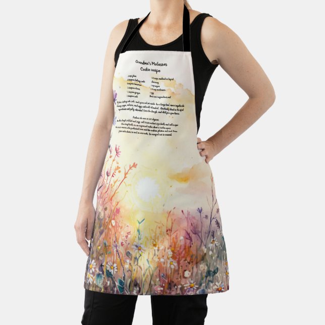 Delantal Receta personalizada Keepsake Wildflower Watecolor (in situ)