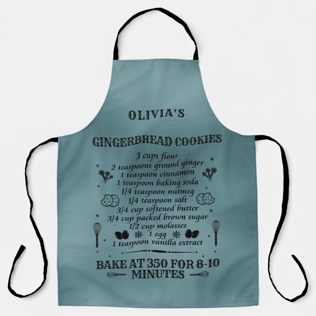Delantal Receta personalizado Apron Azul Dusty | Chef Baker (Anverso)