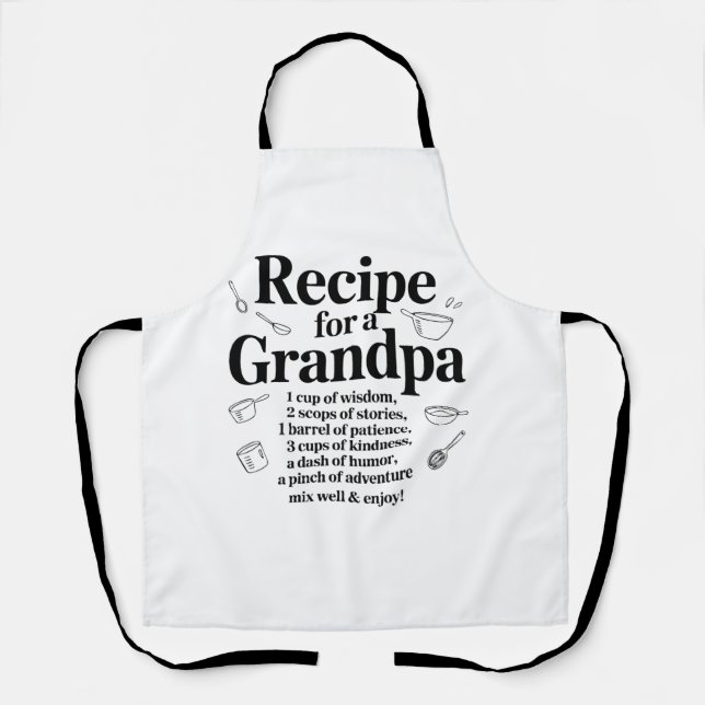 Delantal Recipe for Grandpa Kitchen Wisdom, Kindness Humor (Anverso)