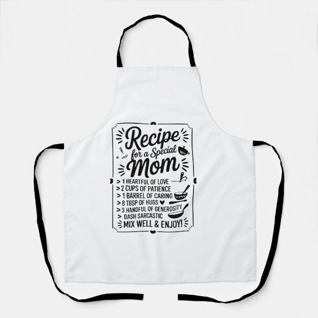 Delantal Recipe for Mom Kitchen Love, Care & Warmth Quote (Anverso)