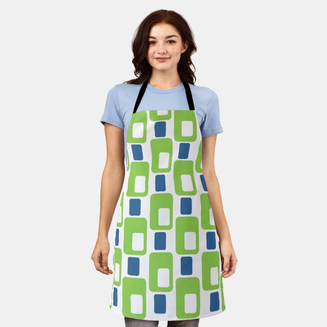 Delantal Rectángulos Lime Verde y Azul (Gastado)