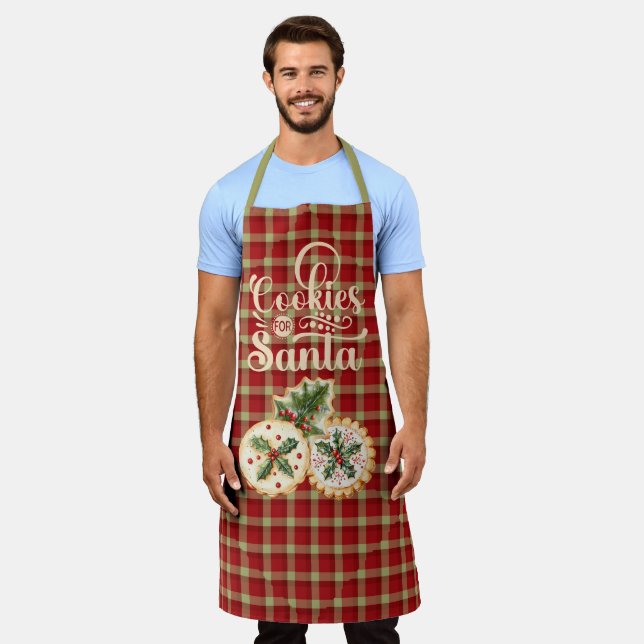 Delantal Red and Tan Plaid Cookies for Santa (Gastado)