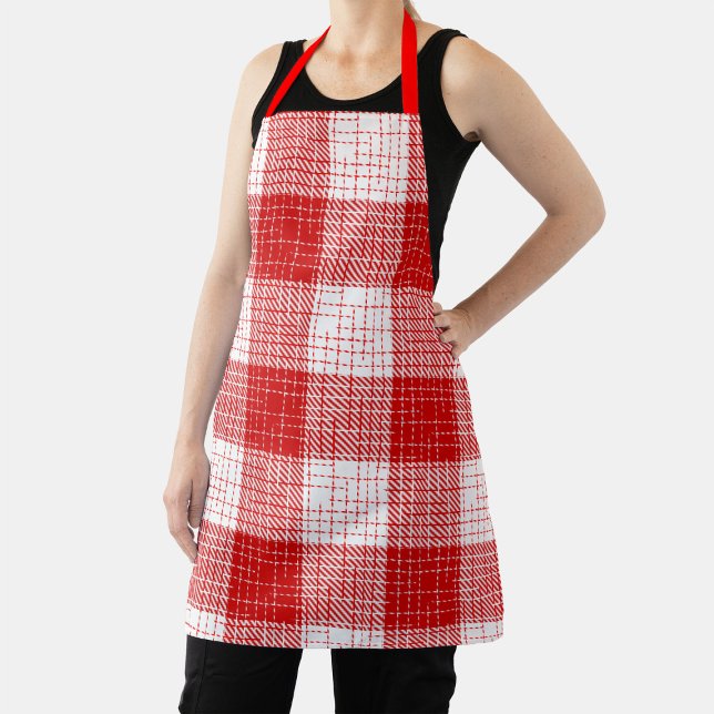 Delantal Red and White Bold Checkered Plaid Design  (Subido por el creador)