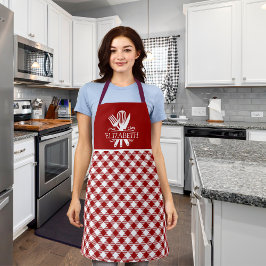 Delantal Red and White Tartan Plaid Christmas Pattern