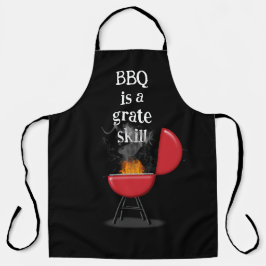 Delantal Red Barbecue Grill On Fire With Fun Text