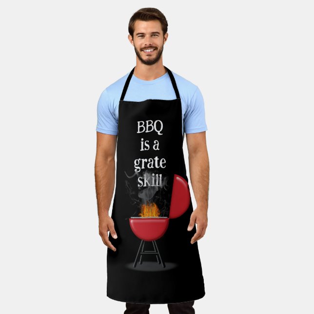 Delantal Red Barbecue Grill On Fire With Fun Text (Gastado)