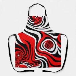 Delantal Red, Black and White Wave Pattern