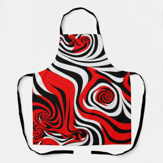 Delantal Red, Black and White Wave Pattern
