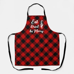 Delantal Red Black Buffalo Gingham Check Print Apron