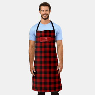 Delantal Red Black Buffalo Plaid Lumberjack Personalizado