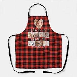 Delantal Red Black Plaid 8 Collage de fotos Gift Personaliz