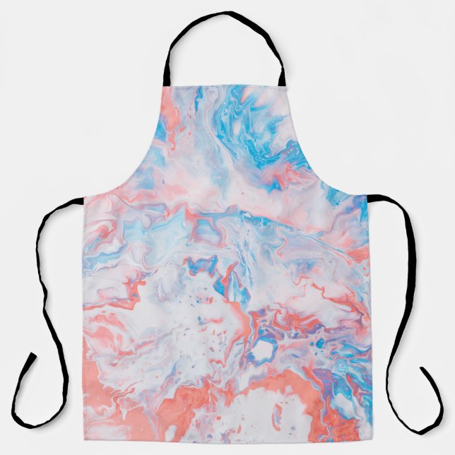 Delantal Red, blue, and white abstract painting (Anverso)