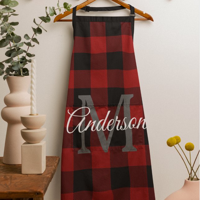 Delantal Red Buffalo Plaid | Personal Inicial | Regalo (Subido por el creador)