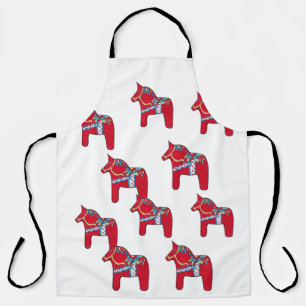 Delantal Red Dala Horses Apron