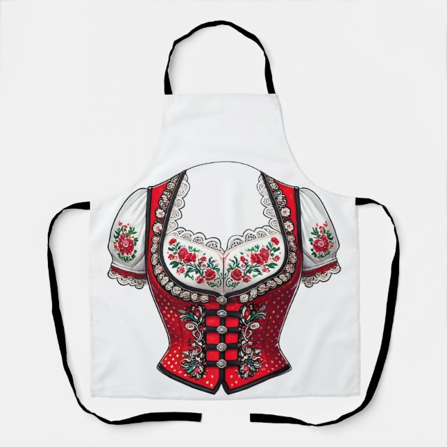Delantal Red Dirndl Top Del Festival Folclórico (Anverso)