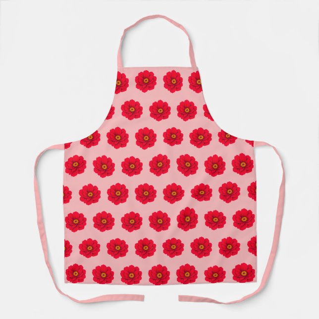 Delantal Red Flower Seamless Pattern Apron (Anverso)