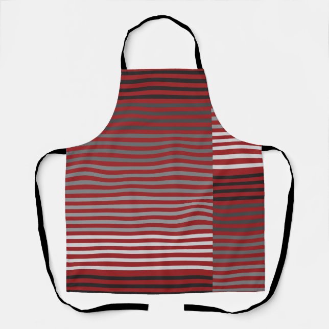 Delantal Red, Gray, Black, White Stripes (Anverso)