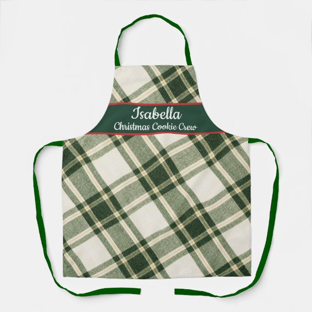 Delantal Red Green Tartan Plaid Personalized Christmas  Apr (Anverso)