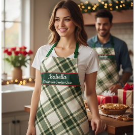 Delantal Red Green Tartan Plaid Personalized Christmas  Apr