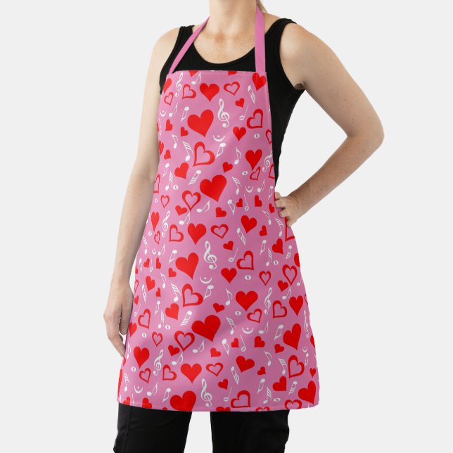 Delantal Red Hearts and Music Notes Adults Cloth Face Mask (in situ)