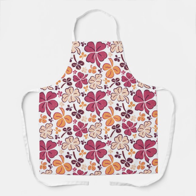 Delantal Red Lucky Shamrock Clover St. Patrick's Day Apro (Anverso)