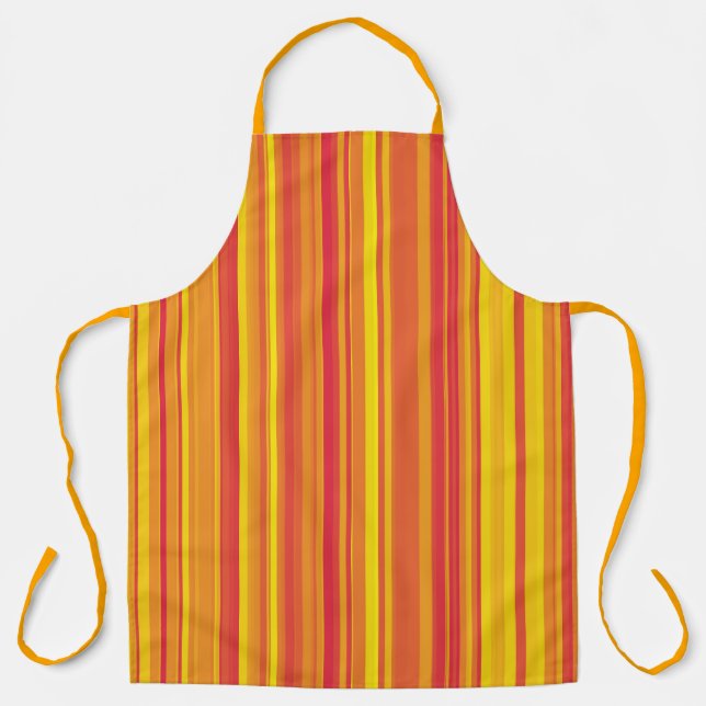 Delantal Red Orange Yellow Stripes Seamless Pattern (Anverso)