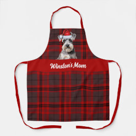 Delantal Red Plaid and Schnauzer Dog Christmas
