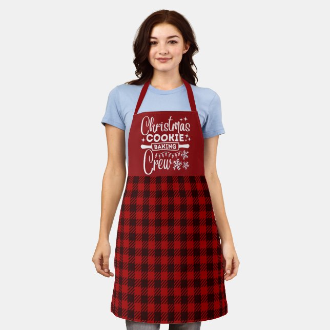 Delantal Red Plaid Navidades Cookie Baking Crew (Gastado)