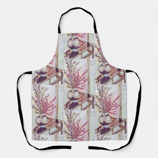 Delantal Red Plum Blossoms (Anverso)