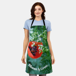 Delantal Red Poppy Flower Macro Art: Kitchen Apron