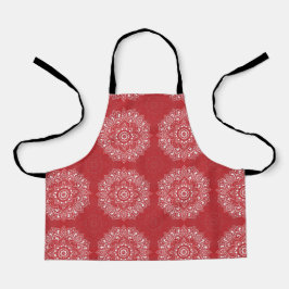 Delantal Red spiritual Indian mandala pattern