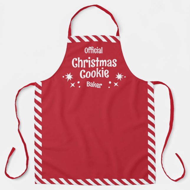 Delantal Red Stripe Christmas Cookie Baker Adult Apron (Anverso)