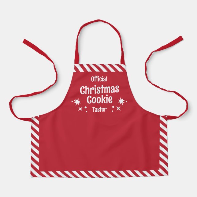 Delantal Red Stripe Christmas Cookie Taster Kids Apron (Anverso)