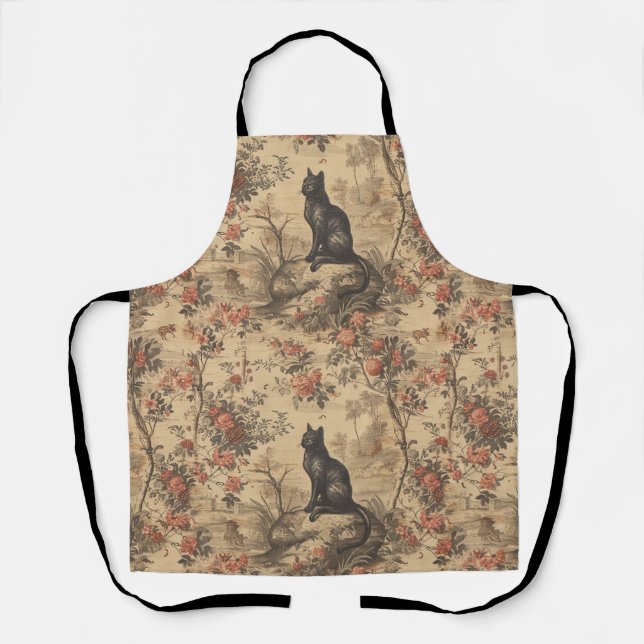 Delantal Red Toile Chinoiserie Cat Damask (Anverso)