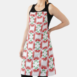 Delantal Red watercolor Floral all over print apron