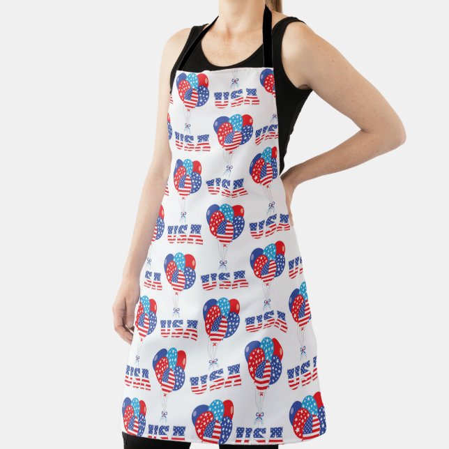 DELANTAL RED WHITE BLUE PATRIOTIC BALLOONS (in situ)