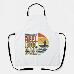 Delantal Reel Cool Dad Diseño de camiseta vintage de pesca_