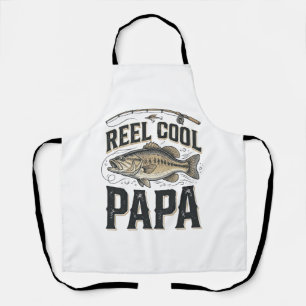 Delantal Reel Cool Papa Diseño Vectorial de Pesca Vintage_1
